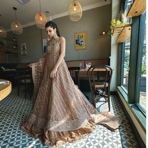 Chic Brown Embroidered Dress